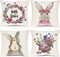 Easter Pillow Covers 18x18 Set of 4 Easter Pillow Case Rabbit Bunnies with Eggs Canvas